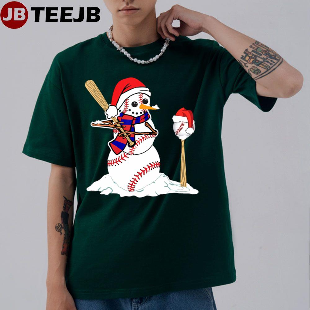 Baseball Christmas Snowman Playing Baseball Unisex T-Shirt