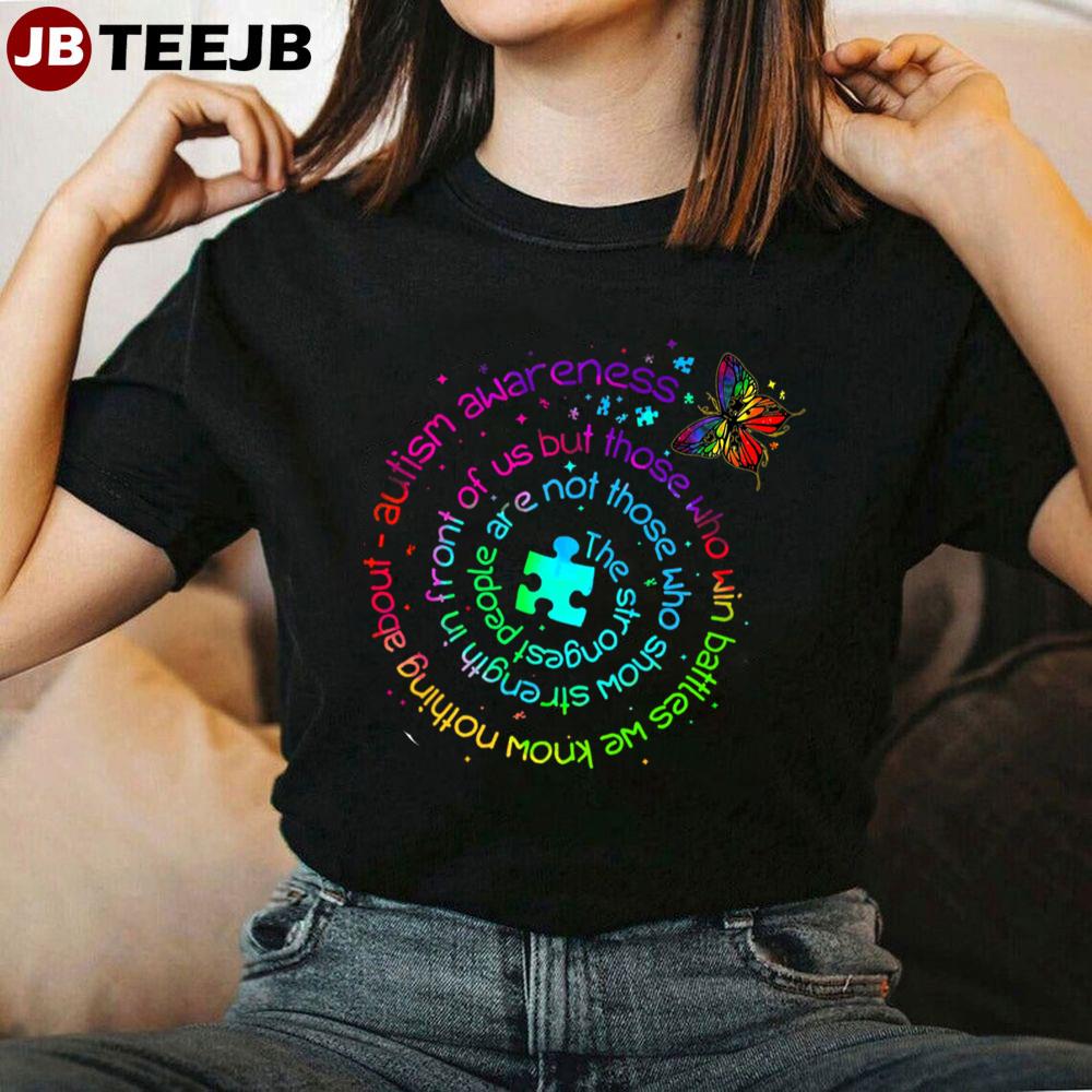 Butterfly Autism Awareness The Strongest People Puzzle Piece Unisex T-Shirt