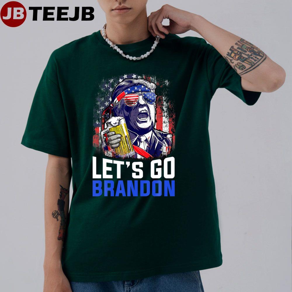 Funny Trump Drinking Beer Let’s Go Brandon Unisex T-Shirt