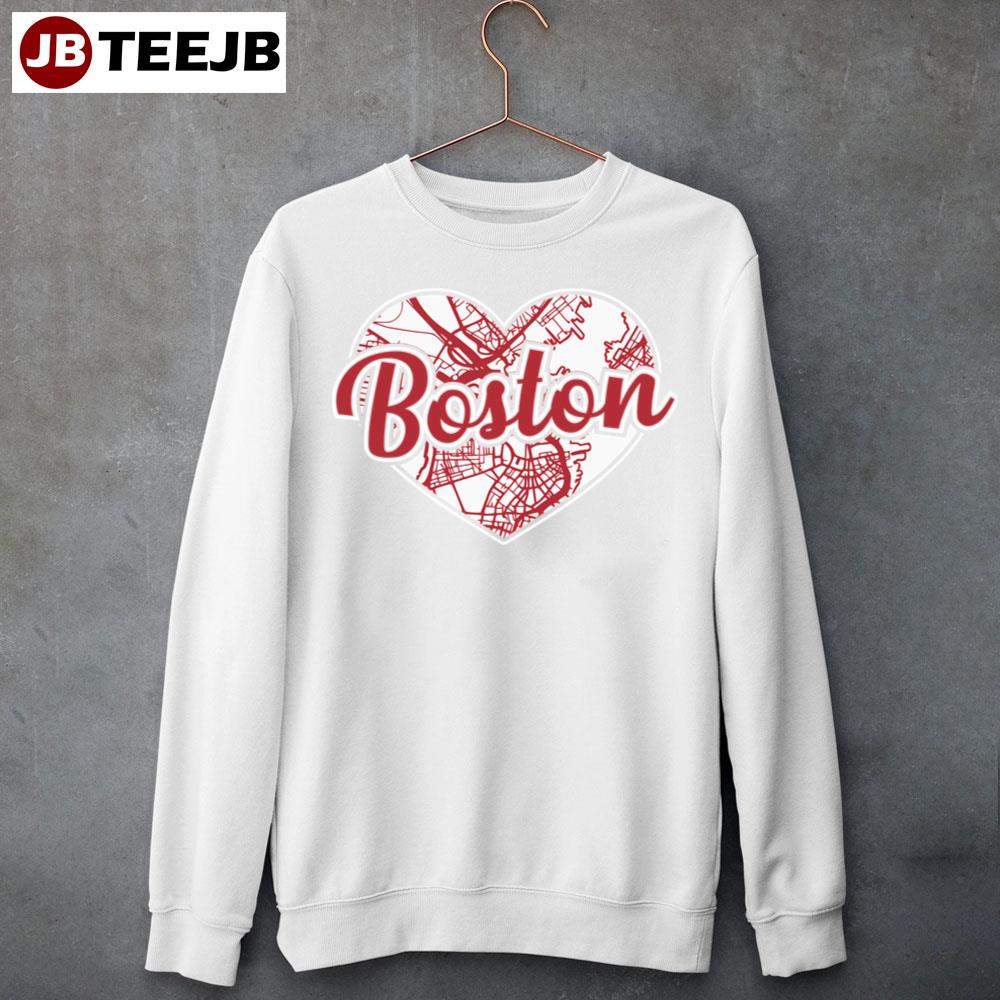 Love Heart City Map Boston Red Sox Baseball Unisex Sweatshirt