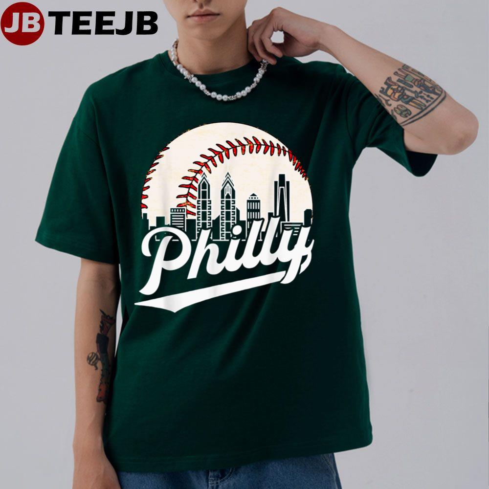 Philly Cityscape Baseball Philadelphia Skyline Ret Unisex T-Shirt