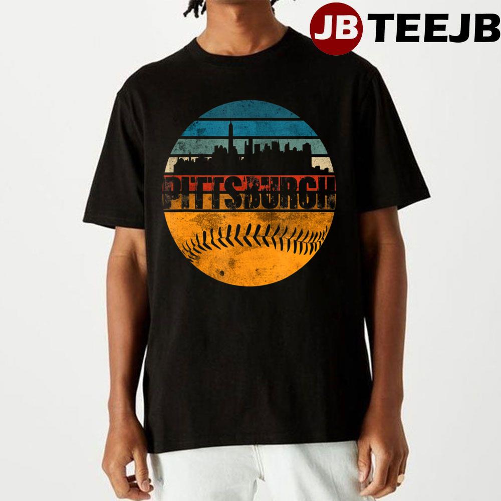 Pittsburgh Baseball Cityscape Distressed Pirate Unisex T-Shirt