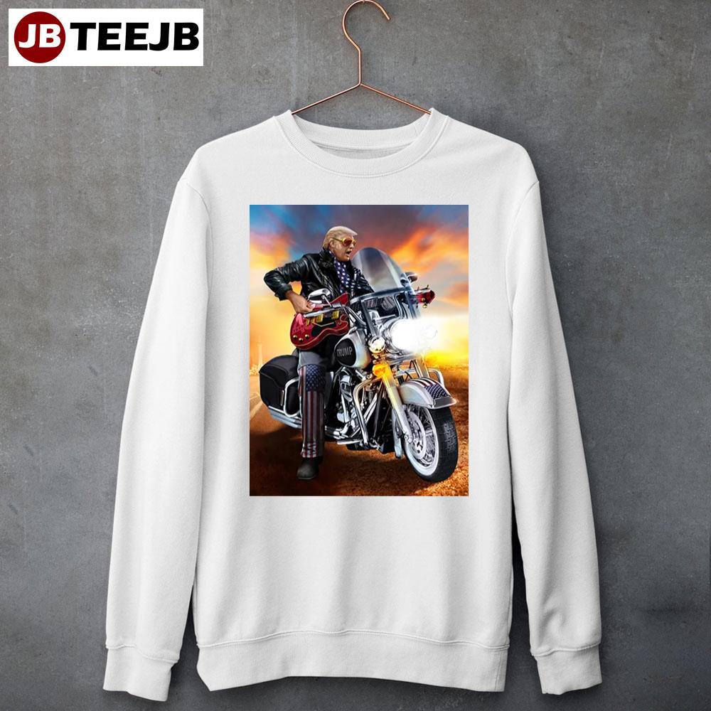 Playing Guitar On Motobike Donald Trump Unisex Sweatshirt