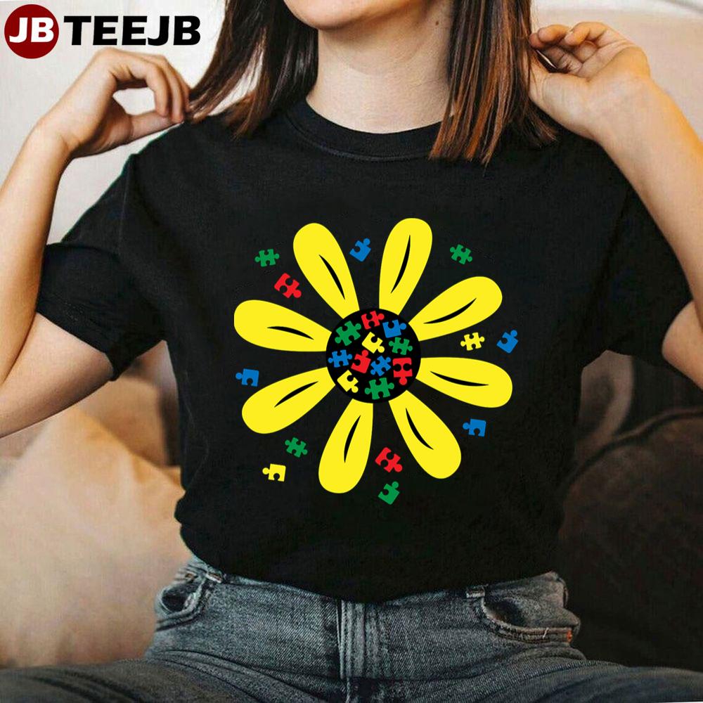 Puzzl Flower Autism Awareness Unisex T-Shirt