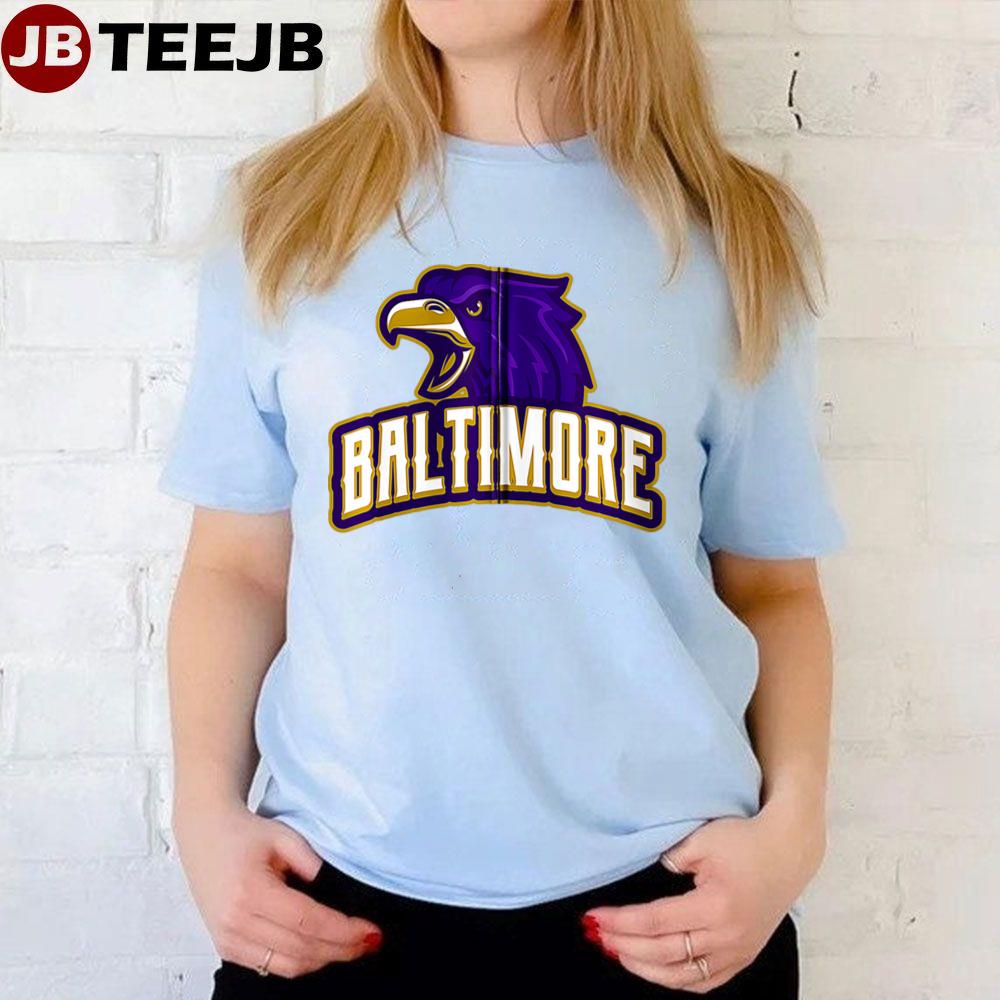 Raven Head Face Purple Color Baltimore Ravens Football Unisex T-Shirt