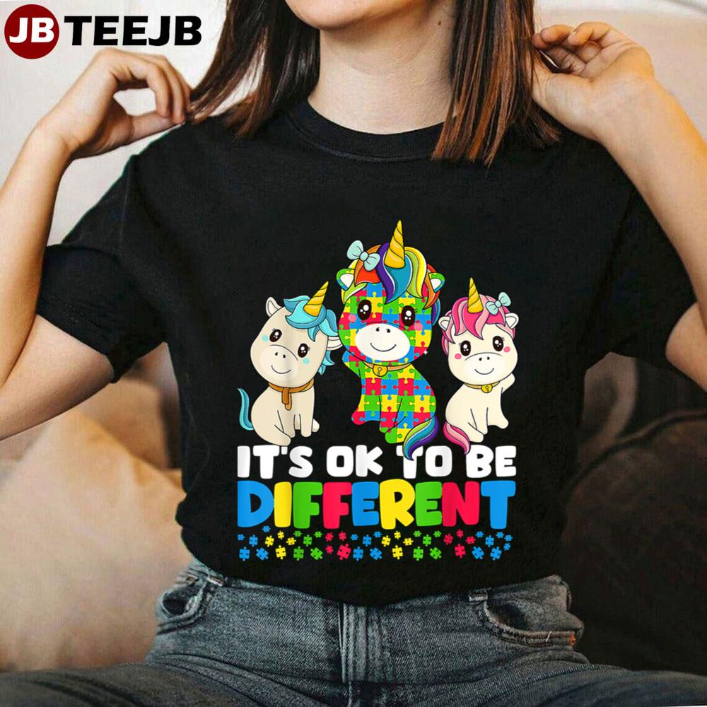 Unicorn Autism Awareness It’s Ok To Be Different Kids Unisex T-Shirt