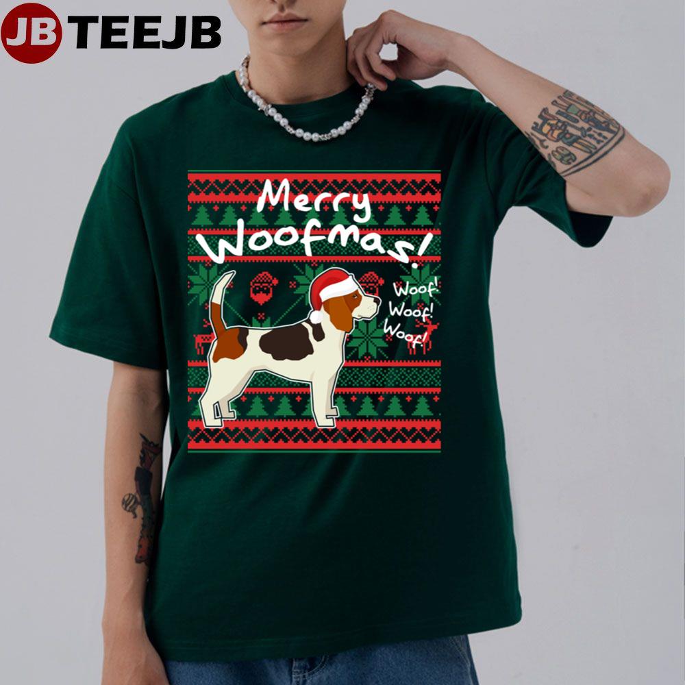 Beagle Merry Woofmas Ugly Christmas Pattern Unisex T-Shirt