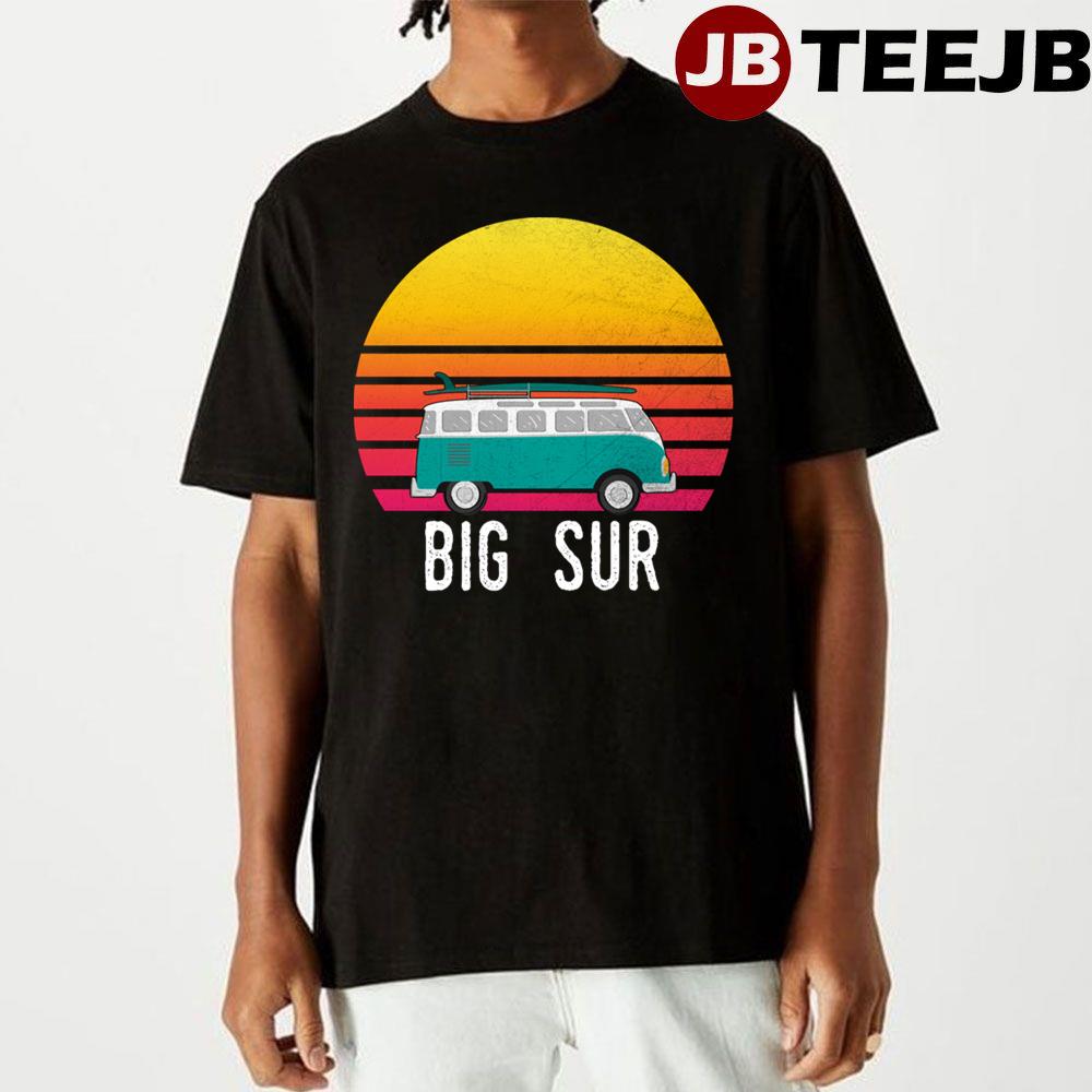 Big Sur Retro Sunset Surfing Hippie Van Art Travel Unisex T-Shirt