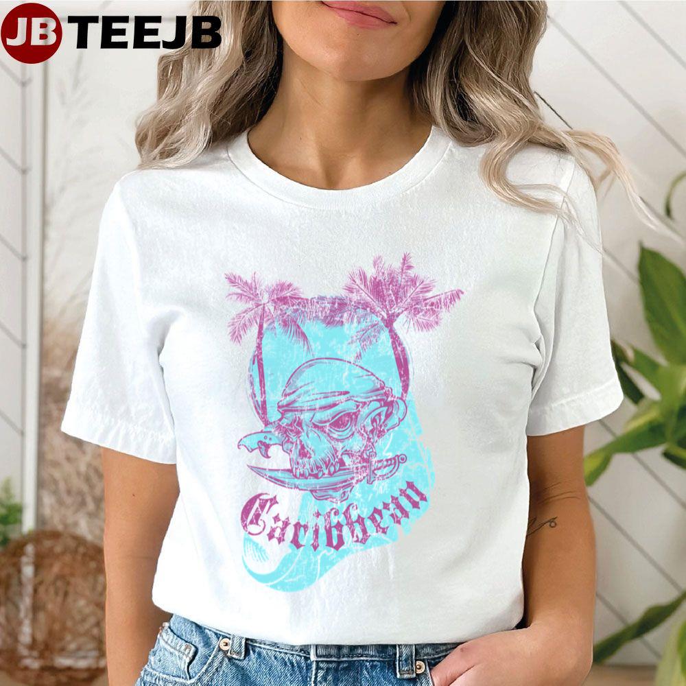 Caribbean Pirate With Palm Trees Unisex T-Shirt