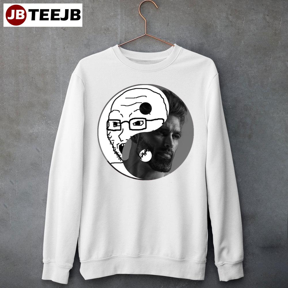 Chad Yin Yang Wojak Soy Boy Cringe Doomer Zoomer Unisex T-Shirt