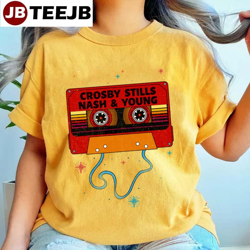 Crosby Stills Nash And Young Retro Vintage Cassette Tape Music Fanart Unisex T-Shirt