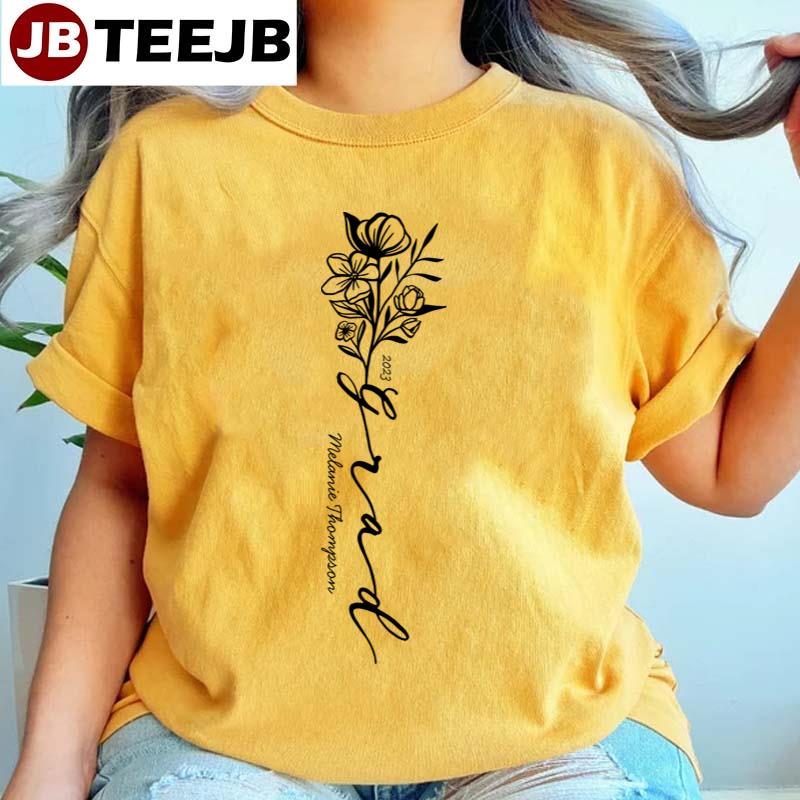 Floral Sketch Modern Grad Script Grad Unisex T-Shirt