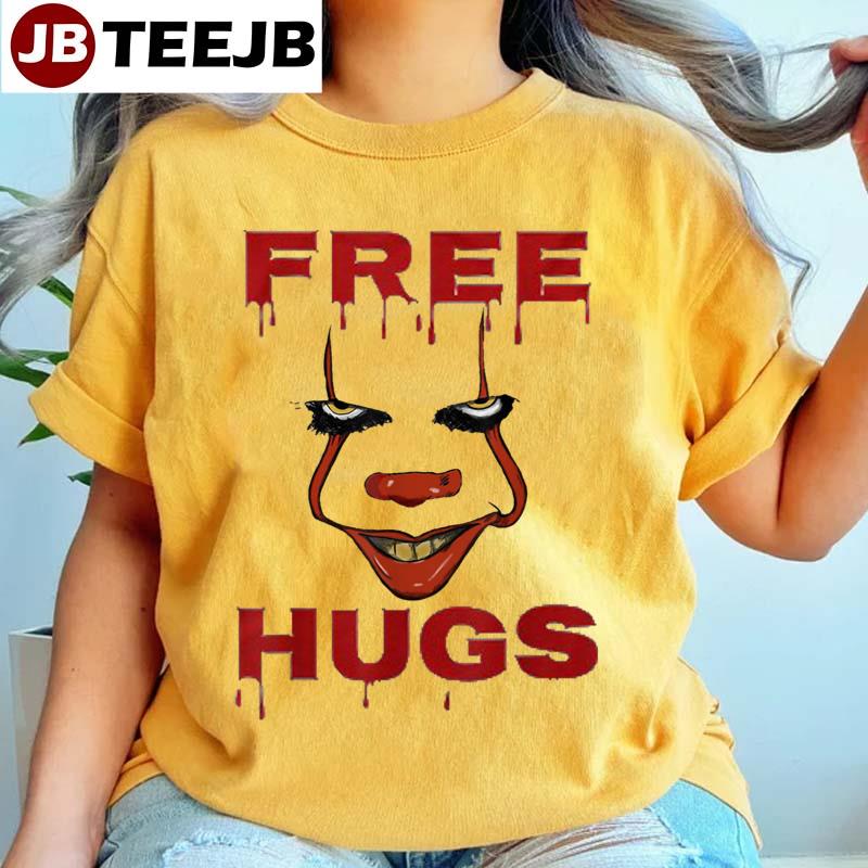 Free Hugs Halloween Evil Killer Scary Clown Horror Penywise Unisex T-Shirt