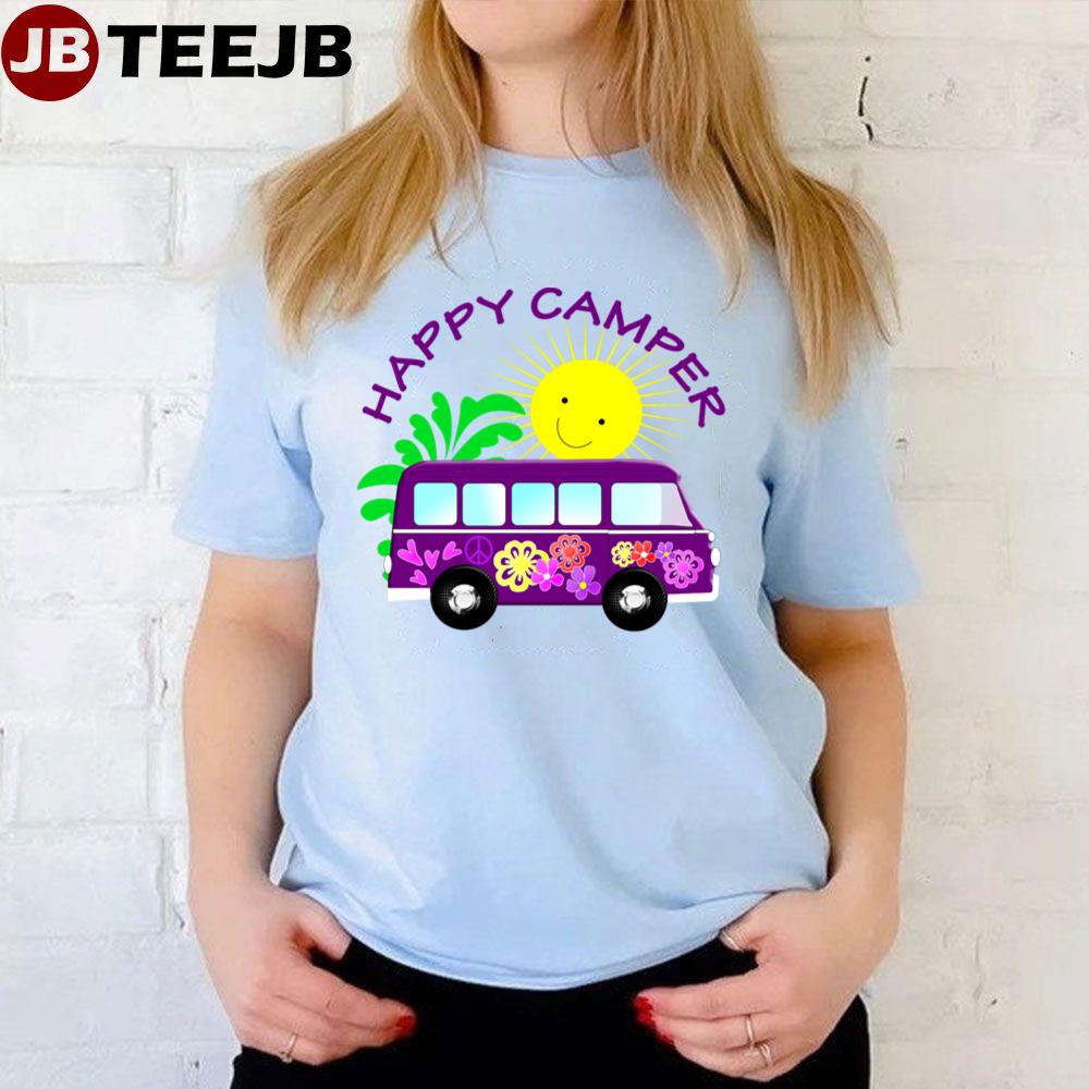 Happy Camper Hippie Cer Van Fun Colorful Graphic Unisex T-Shirt