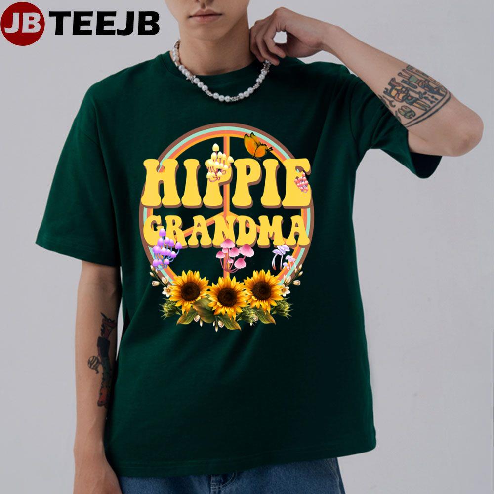 Hippie Grandma Groovy Retro Sunflower Floral Peace Unisex T-Shirt