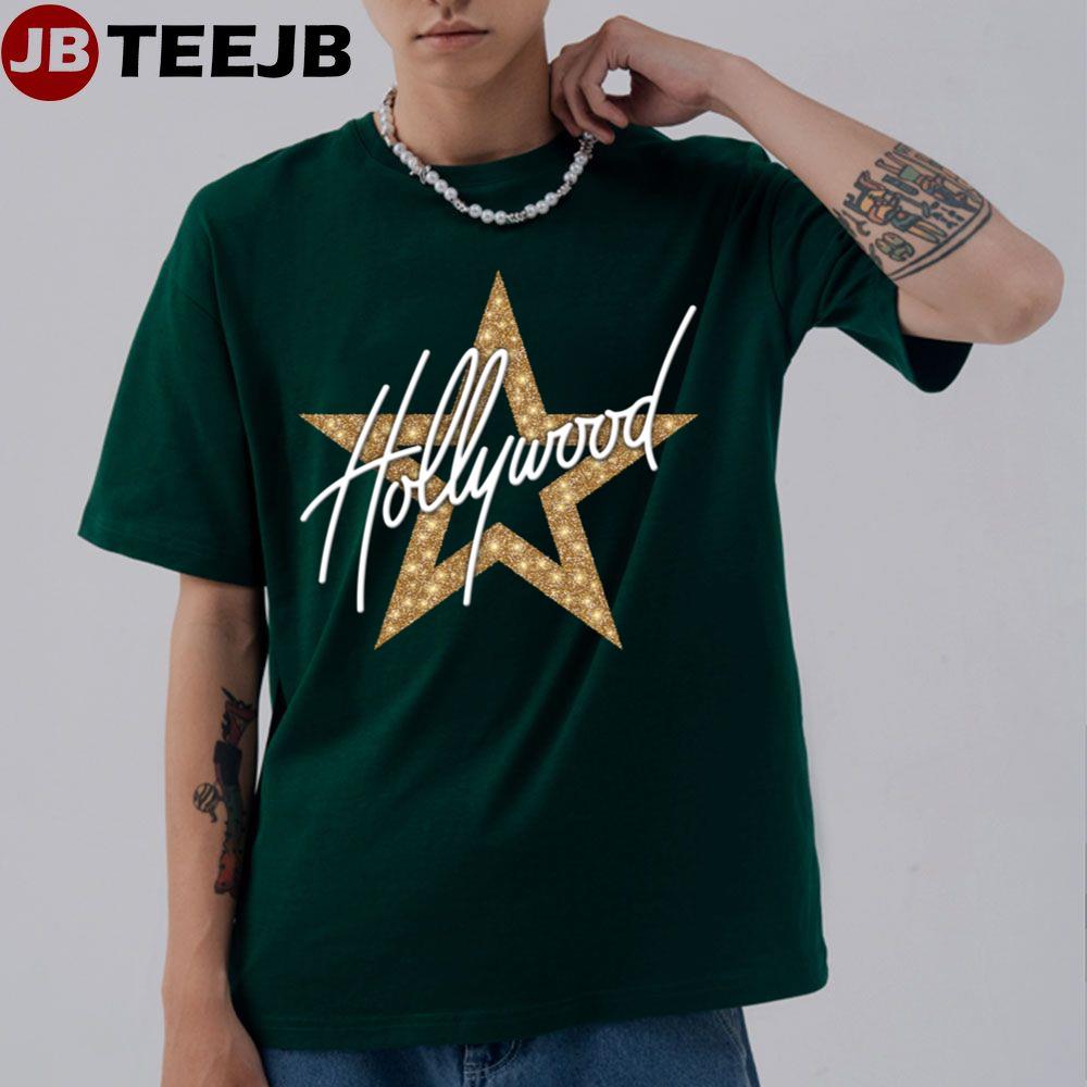 Hollywood White Hand Script With Star Unisex T-Shirt