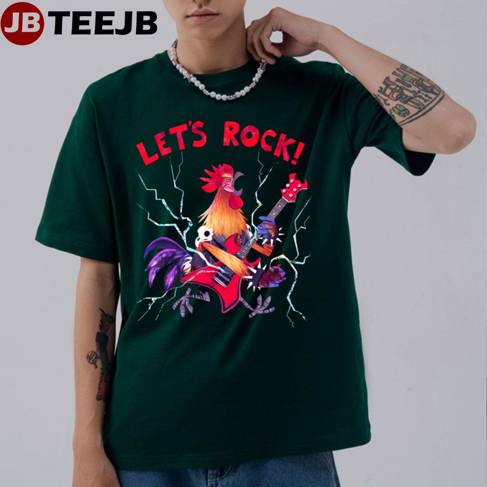 Lets Rock Rooster Playing Heavy Metal Guitar Music Unisex T-Shirt