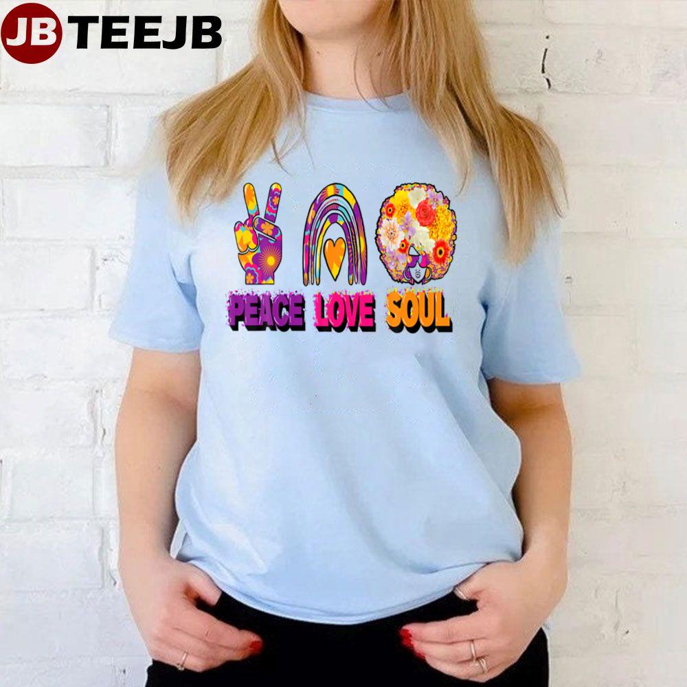 Peace Love And Soul Groovy Hippie Retro Sign Heart Unisex T-Shirt