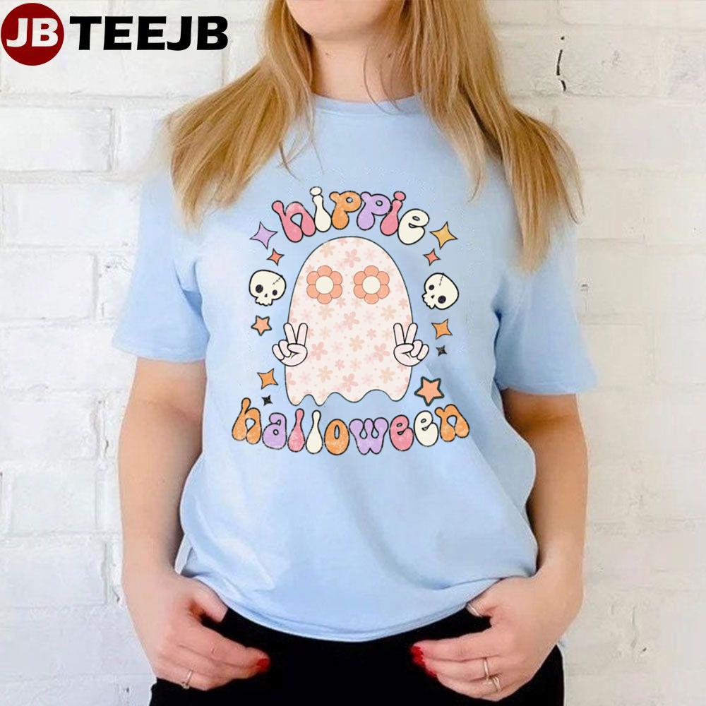 Retro Groovy Ghost Hippie Halloween Unisex T-Shirt