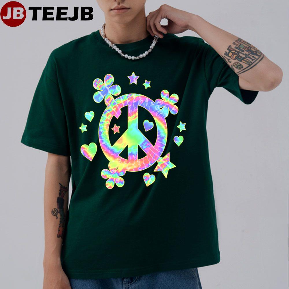 Tiedye Peace Sign Cute Love Colorful Tye Dye Hippe Unisex T-Shirt