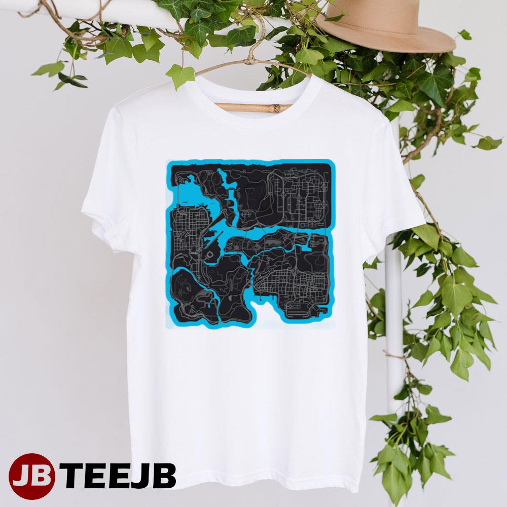 Black Blue San Andreas Map Gta Unisex T-Shirt