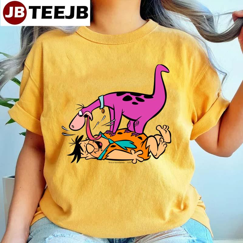 Dino Licking Fred Flintstone Unisex T-Shirt