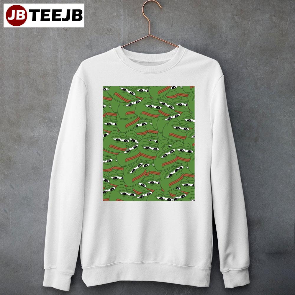 Pepe Allover Pattern Sad Frog Meme Graphic Unisex T-Shirt