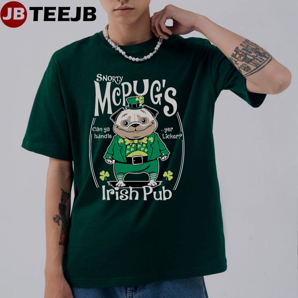 Pug Irish Pub Snorty Mcpug’s Unisex T-Shirt