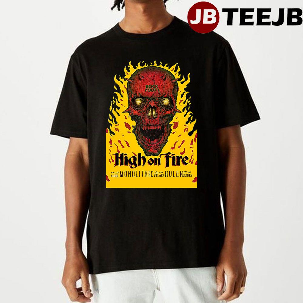 Red Skull Fire High On Fire Unisex T-Shirt