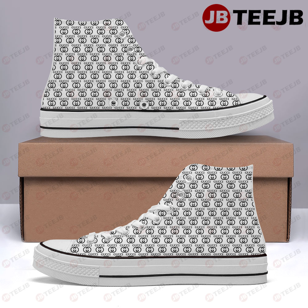 Black White Background Gucci High Top Retro Canvas Shoes