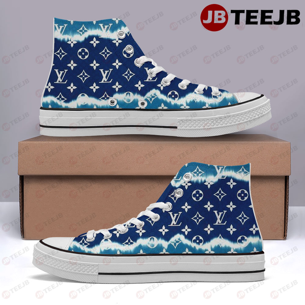 Blue Waves Louis Vuitton High Top Retro Canvas Shoes