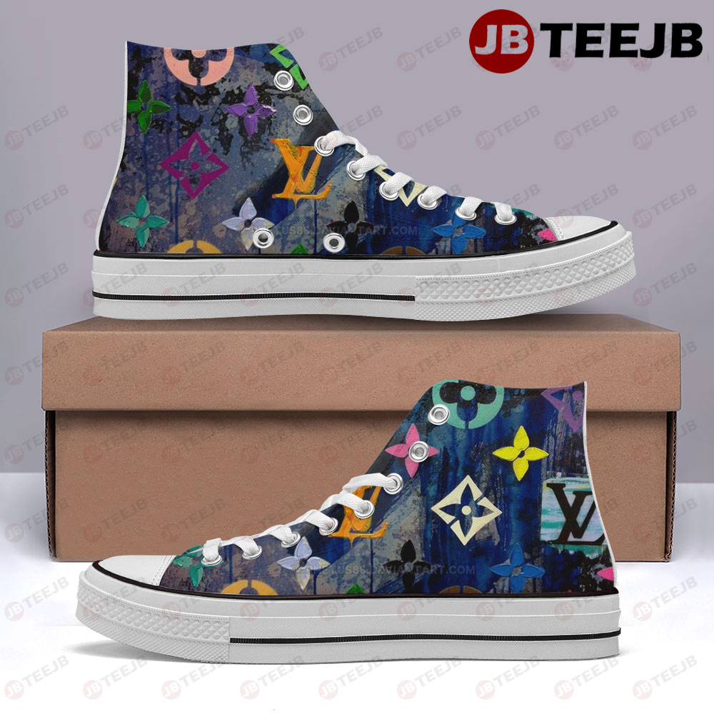 Color Pattern Art Louis Vuitton High Top Retro Canvas Shoes