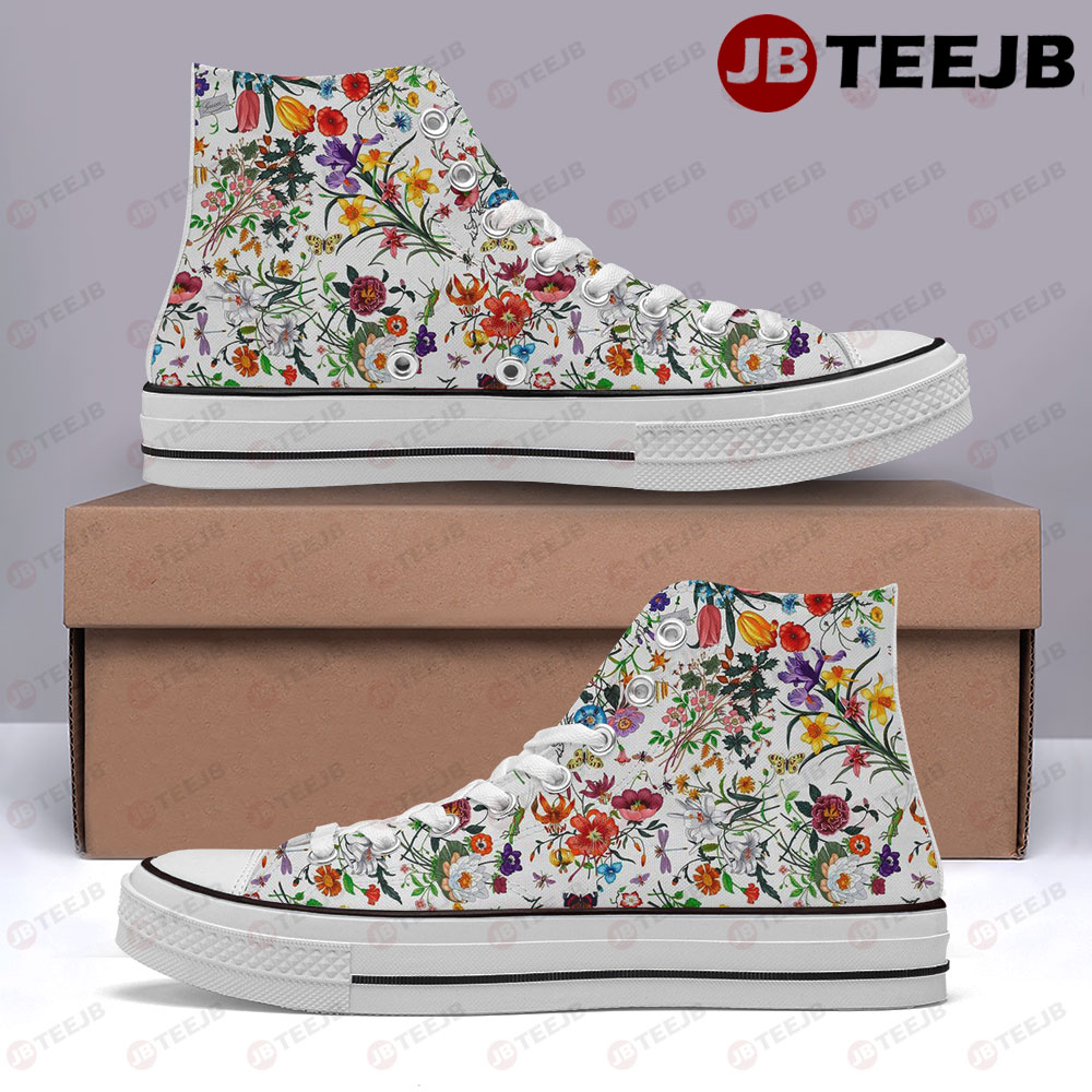 Flower Pattern High Top Retro Canvas Shoes