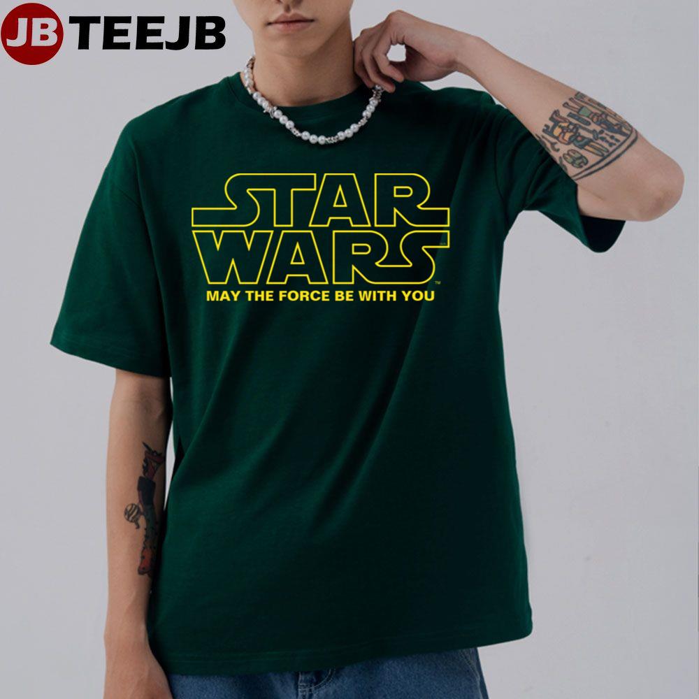 Star Wars May The Force Be With You Yellow Lined Logo Unisex T-Shirt