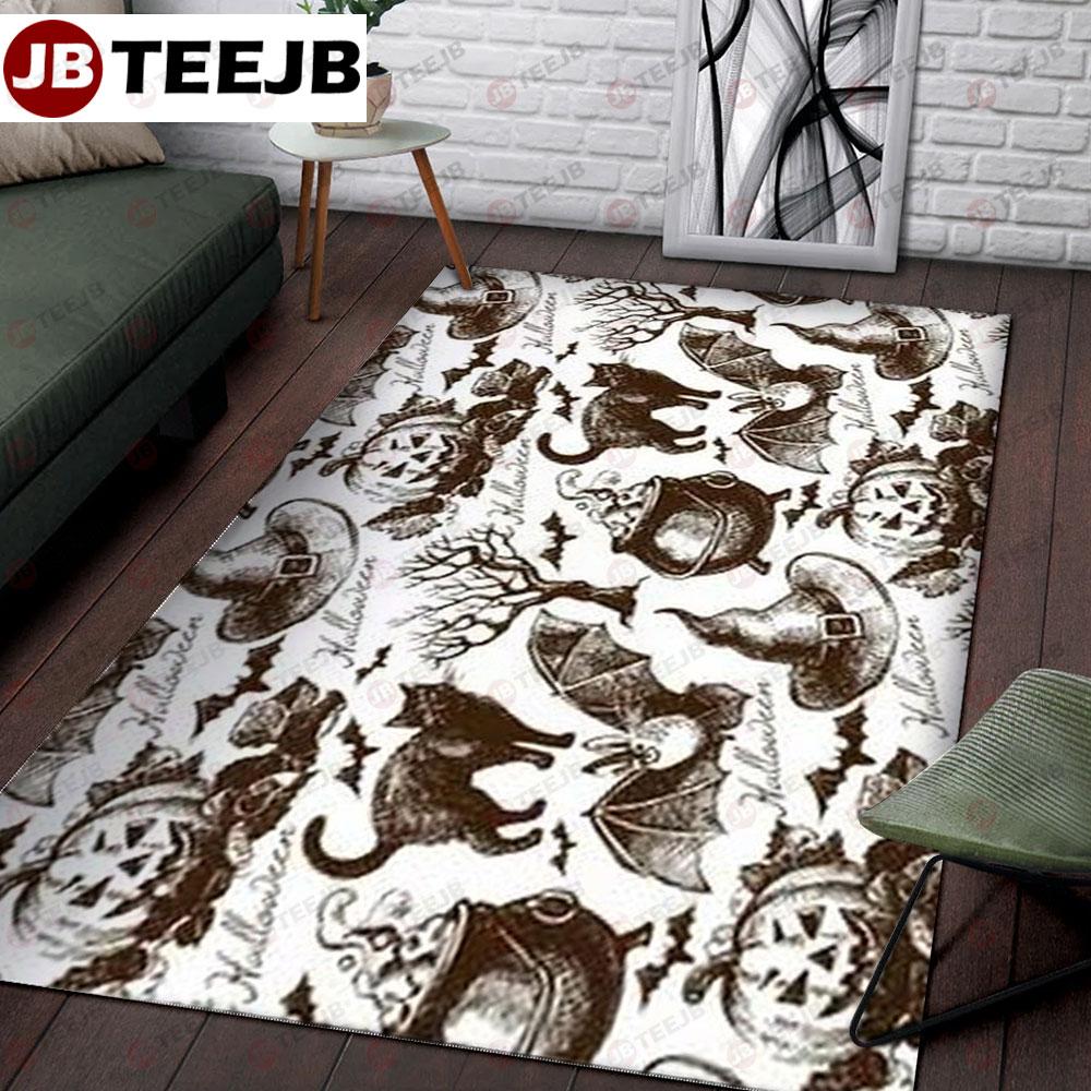 Bats Cats Halloween Pattern 302 TeeJB Rug Rectangle