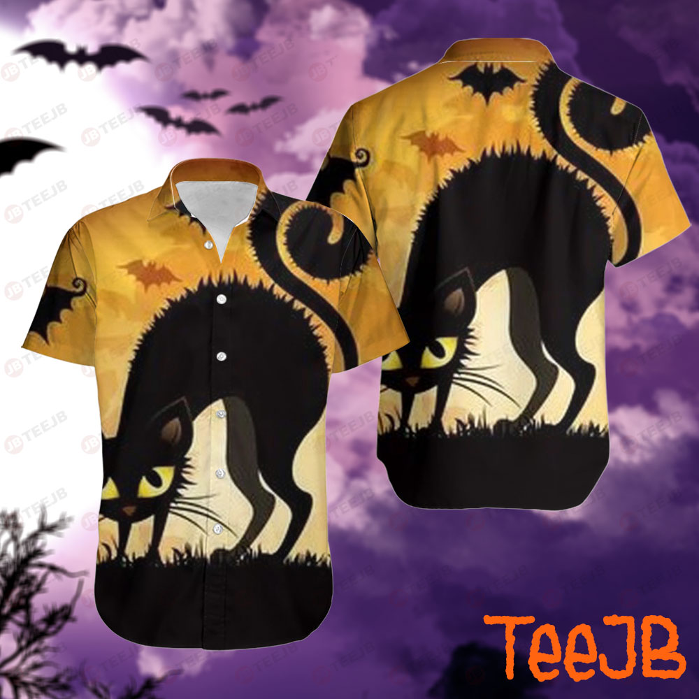 Bats Cats Halloween Pattern 354 Hawaii Shirt