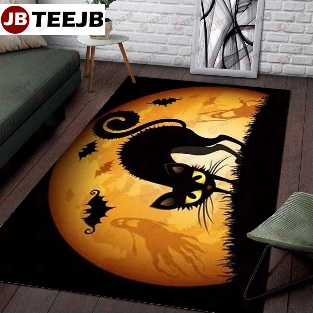 Bats Cats Halloween Pattern 354 TeeJB Rug Rectangle