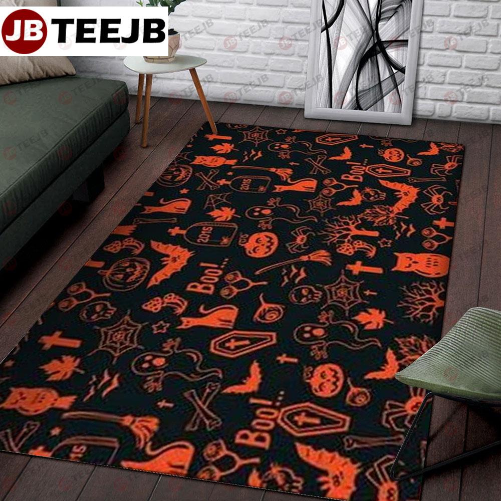 Bats Cats Pumpkins Halloween Pattern 011 TeeJB Rug Rectangle