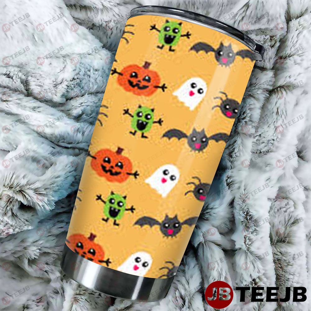 Bats Ghosts Pumpkins Halloween Pattern 063 Tumbler