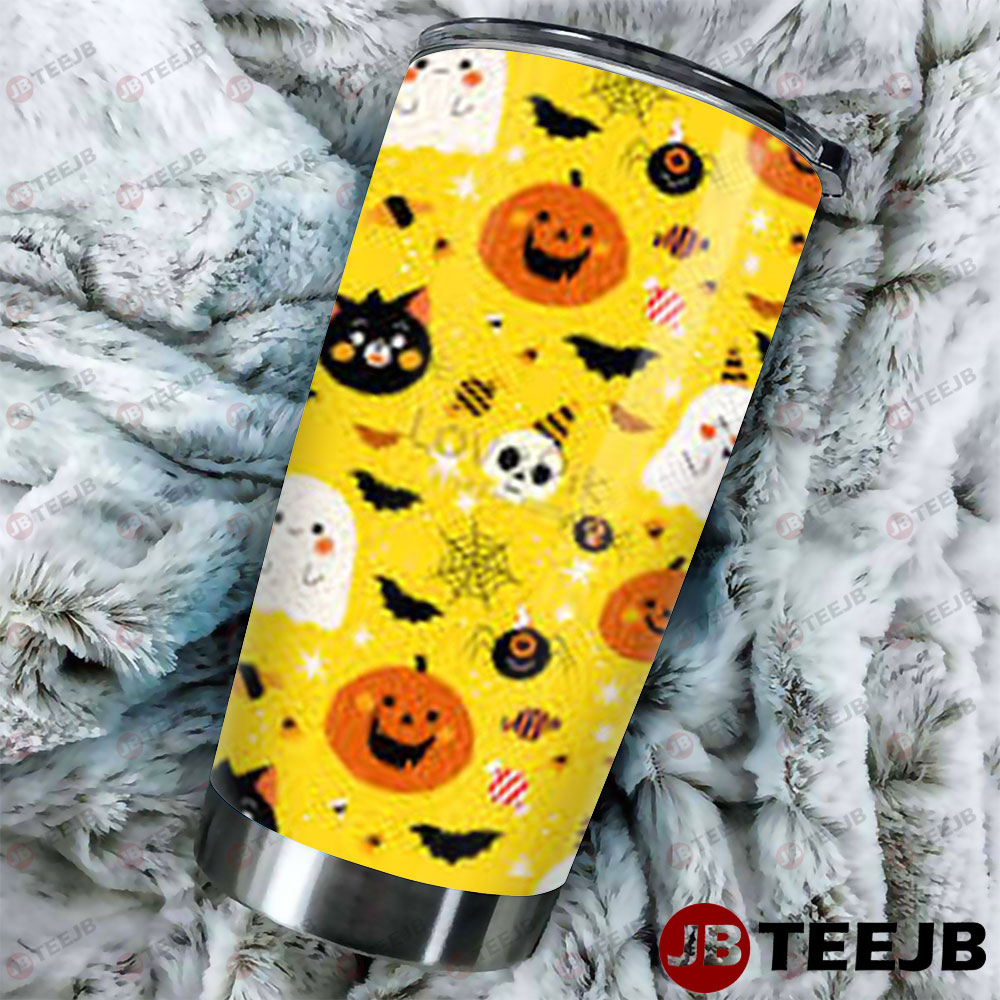 Bats Ghosts Pumpkins Halloween Pattern 106 Tumbler