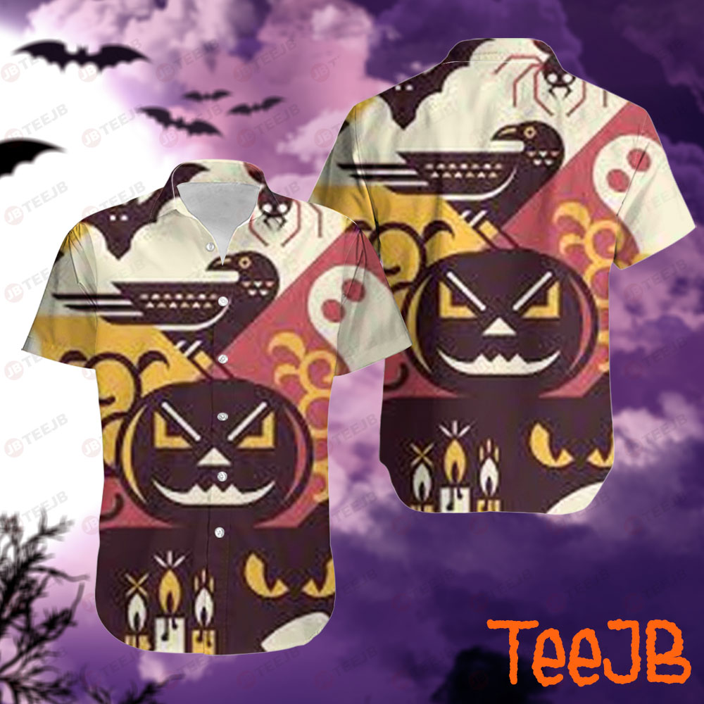 Bats Pumpkins Halloween Pattern 026 Hawaii Shirt