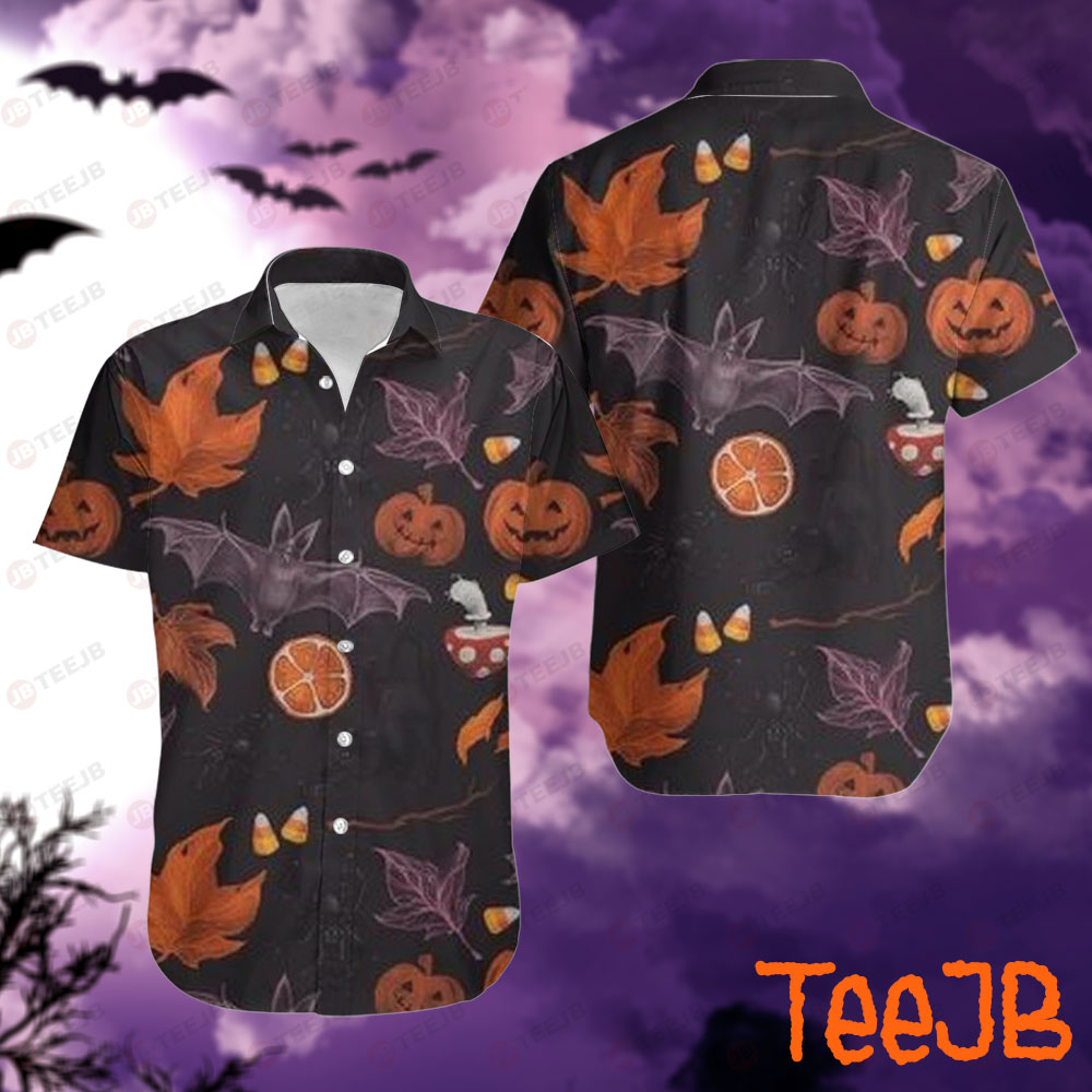 Bats Pumpkins Halloween Pattern 073 Hawaii Shirt
