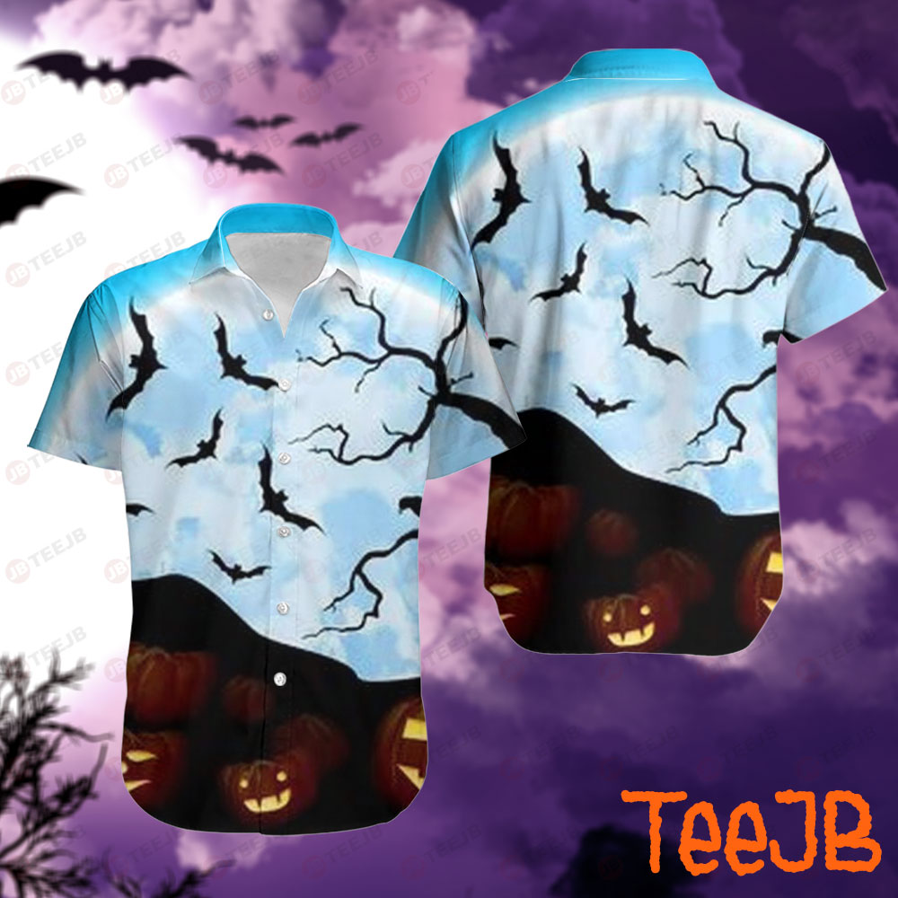 Bats Pumpkins Halloween Pattern 122 Hawaii Shirt