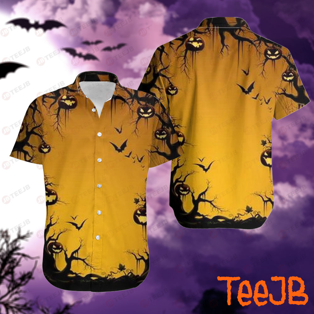 Bats Pumpkins Halloween Pattern 132 Hawaii Shirt
