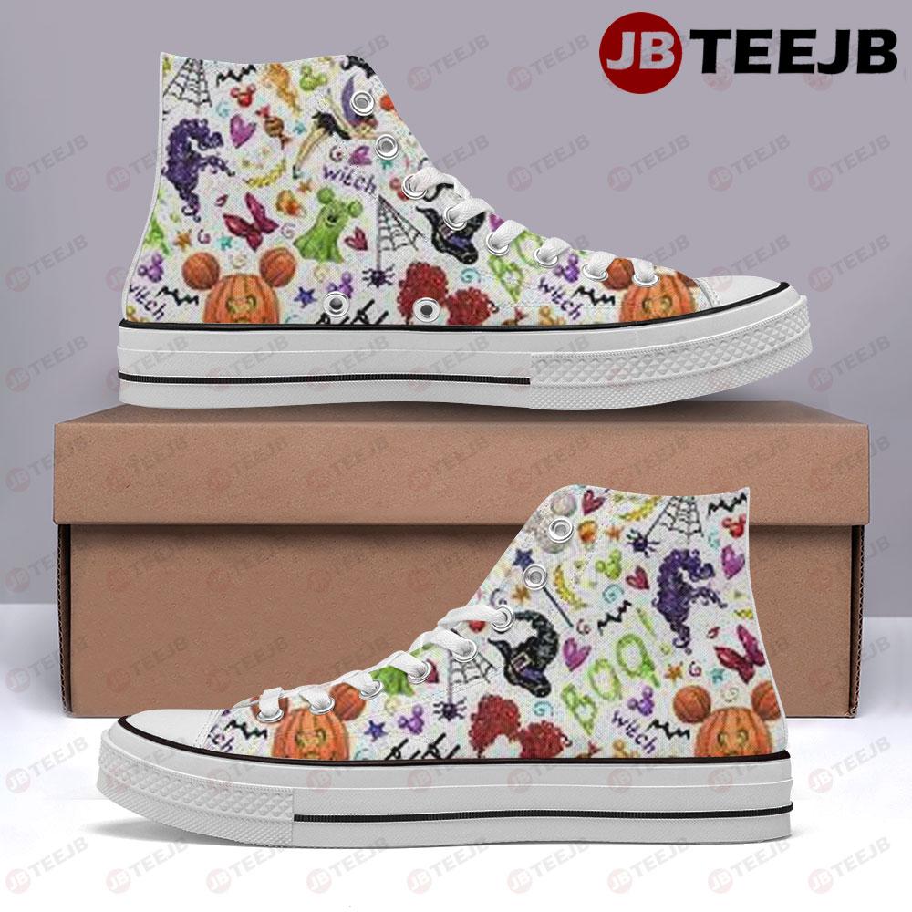 Bats Pumpkins Halloween Pattern 148 TeeJB High Top Retro Canvas Shoes