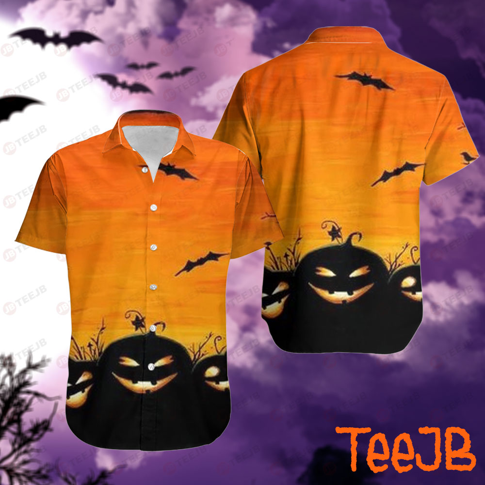 Bats Pumpkins Halloween Pattern 314 Hawaii Shirt