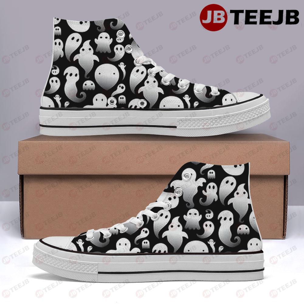 Boos Halloween Pattern 105 TeeJB High Top Retro Canvas Shoes