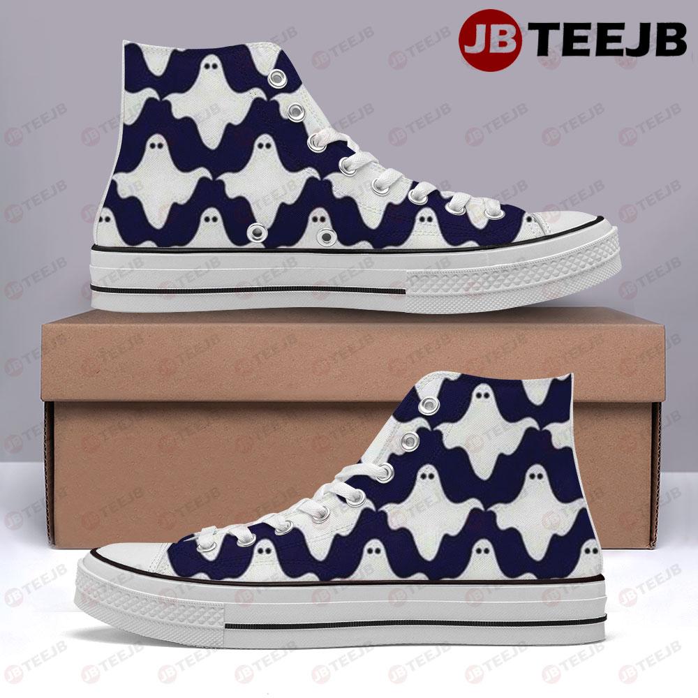 Boos Halloween Pattern 293 TeeJB High Top Retro Canvas Shoes