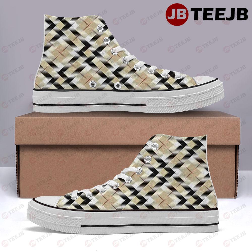 Burberry Pattern Version 02 TeeJB High Top Retro Canvas Shoes