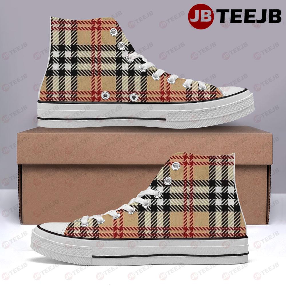 Burberry Pattern Version 10 TeeJB High Top Retro Canvas Shoes